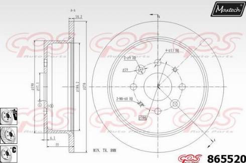 Maxtech 865520.6880 - Тормозной диск autospares.lv