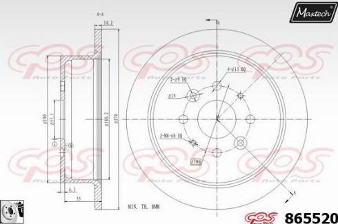 Maxtech 865520.0080 - Тормозной диск autospares.lv