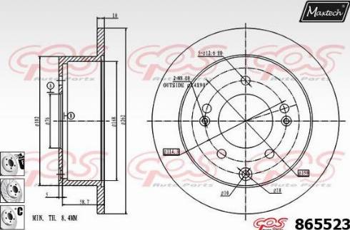 Maxtech 865523.6880 - Тормозной диск autospares.lv