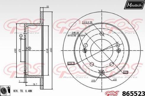 Maxtech 865523.0060 - Тормозной диск autospares.lv