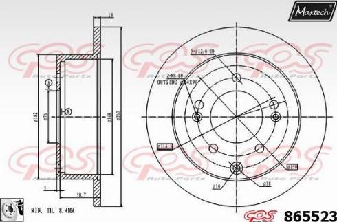 Maxtech 865523.0080 - Тормозной диск autospares.lv