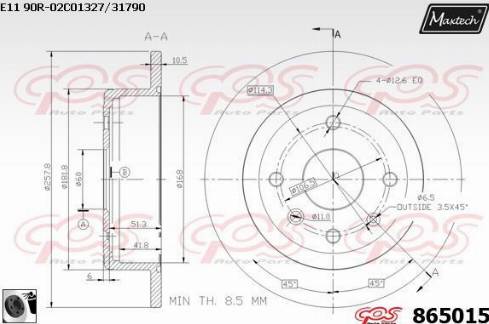 Maxtech 865015.0060 - Тормозной диск autospares.lv