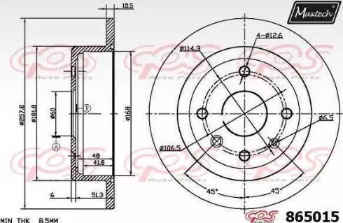 Maxtech 865015.0000 - Тормозной диск autospares.lv