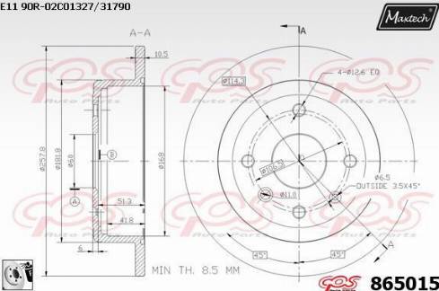 Maxtech 865015.0080 - Тормозной диск autospares.lv