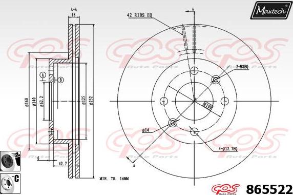 Maxtech 865015 - Тормозной диск autospares.lv