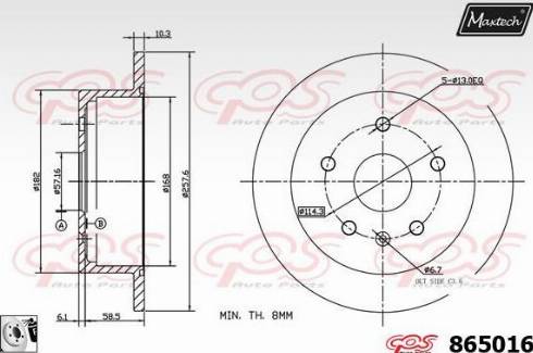 Maxtech 865016.0080 - Тормозной диск autospares.lv