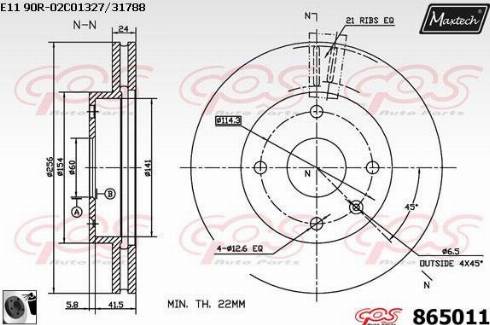 Maxtech 865011.0060 - Тормозной диск autospares.lv