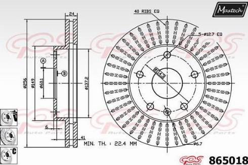 Maxtech 865018.6880 - Тормозной диск autospares.lv