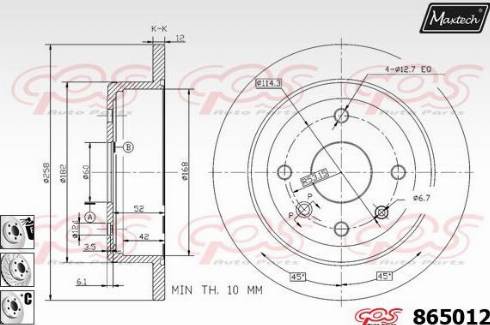 Maxtech 865012.6980 - Тормозной диск autospares.lv