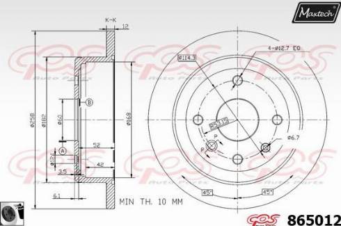 Maxtech 865012.0060 - Тормозной диск autospares.lv