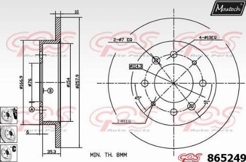 Maxtech 865249.6980 - Тормозной диск autospares.lv