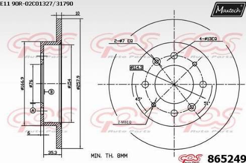 Maxtech 865249.0000 - Тормозной диск autospares.lv