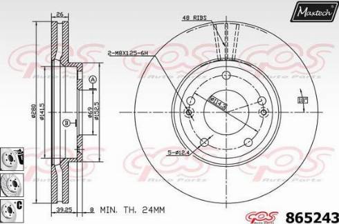 Maxtech 865243.6880 - Тормозной диск autospares.lv