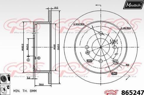 Maxtech 865247.6060 - Тормозной диск autospares.lv