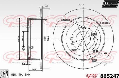 Maxtech 865247.0080 - Тормозной диск autospares.lv