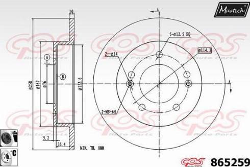 Maxtech 865259.6060 - Тормозной диск autospares.lv