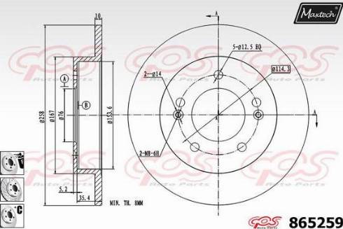 Maxtech 865259.6880 - Тормозной диск autospares.lv