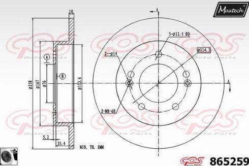 Maxtech 865259.0060 - Тормозной диск autospares.lv