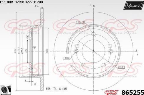 Maxtech 865255.0060 - Тормозной диск autospares.lv