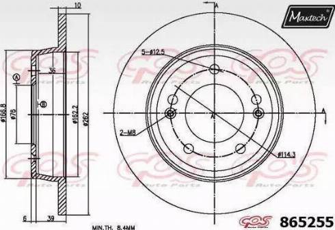 Maxtech 865255.6980 - Тормозной диск autospares.lv