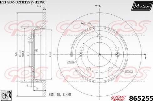 Maxtech 865255.0080 - Тормозной диск autospares.lv