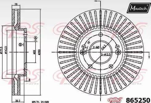 Maxtech 865250.6880 - Тормозной диск autospares.lv