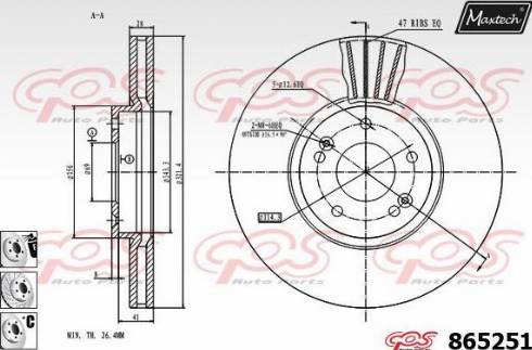 Maxtech 865251.6880 - Тормозной диск autospares.lv