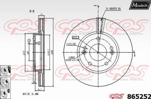 Maxtech 865252.6980 - Тормозной диск autospares.lv