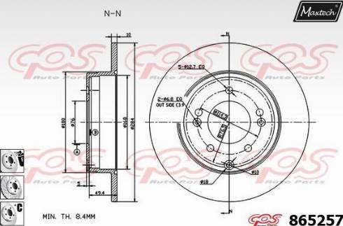 Maxtech 865257.6880 - Тормозной диск autospares.lv