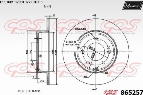 Maxtech 865257.0000 - Тормозной диск autospares.lv