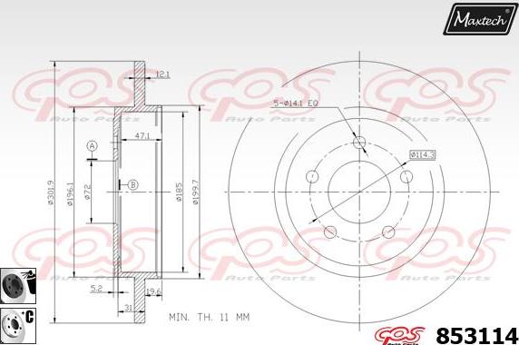 Maxtech 865269 - Тормозной диск autospares.lv