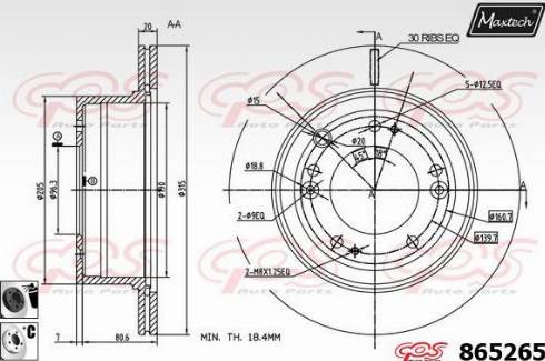 Maxtech 865265.6060 - Тормозной диск autospares.lv