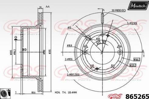 Maxtech 865265.0060 - Тормозной диск autospares.lv