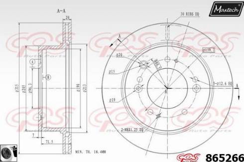 Maxtech 865266.0060 - Тормозной диск autospares.lv