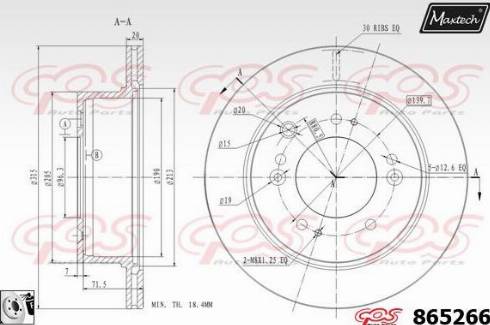 Maxtech 865266.0080 - Тормозной диск autospares.lv