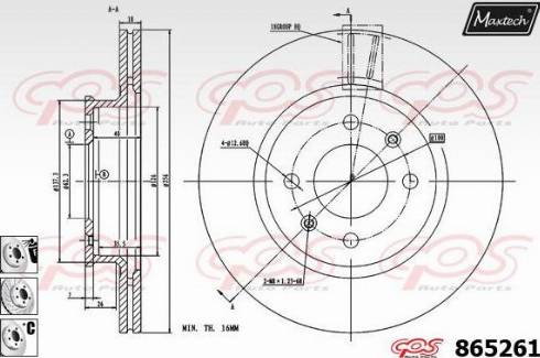 Maxtech 865261.6880 - Тормозной диск autospares.lv