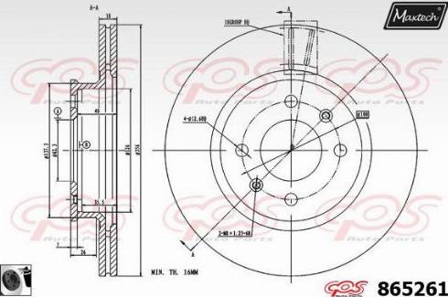 Maxtech 865261.0060 - Тормозной диск autospares.lv