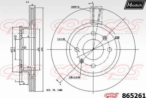 Maxtech 865261.0000 - Тормозной диск autospares.lv