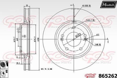 Maxtech 865262.6060 - Тормозной диск autospares.lv