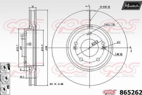 Maxtech 865262.6880 - Тормозной диск autospares.lv