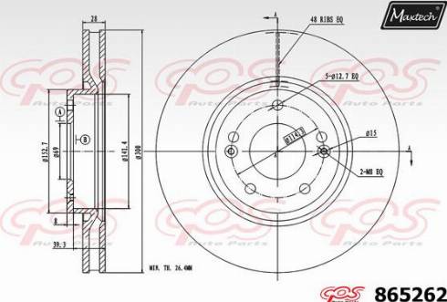 Maxtech 865262.0000 - Тормозной диск autospares.lv