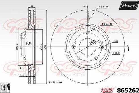 Maxtech 865262.0080 - Тормозной диск autospares.lv