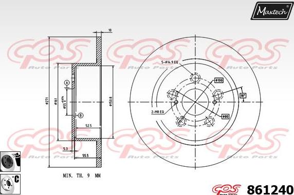 Maxtech 865262 - Тормозной диск autospares.lv