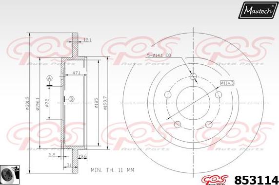 Maxtech 865267 - Тормозной диск autospares.lv