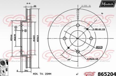 Maxtech 865204.6060 - Тормозной диск autospares.lv