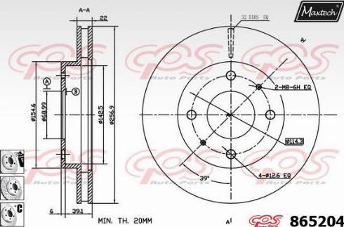 Maxtech 865204.6880 - Тормозной диск autospares.lv