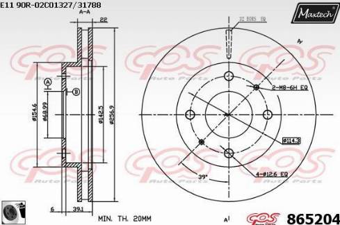 Maxtech 865204.0060 - Тормозной диск autospares.lv