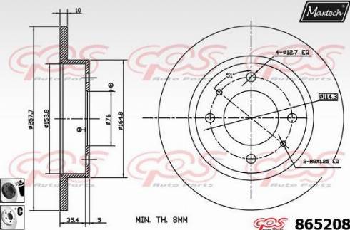 Maxtech 865208.6060 - Тормозной диск autospares.lv