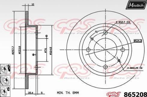 Maxtech 865208.6880 - Тормозной диск autospares.lv