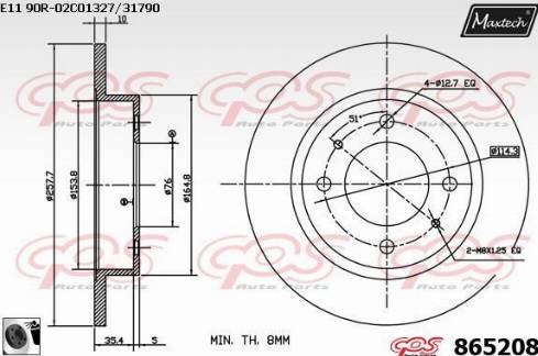 Maxtech 865208.0060 - Тормозной диск autospares.lv